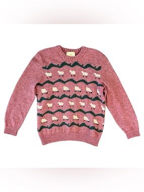Jan Horrox Vintage Sheep Pure New Wool Knit Sweater in Pink Mauve Size M/L
